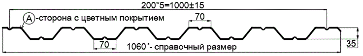 Фото: Профнастил НС35 х 1000 - A (PURMAN-20-Tourmalin-0.5) в Раменском