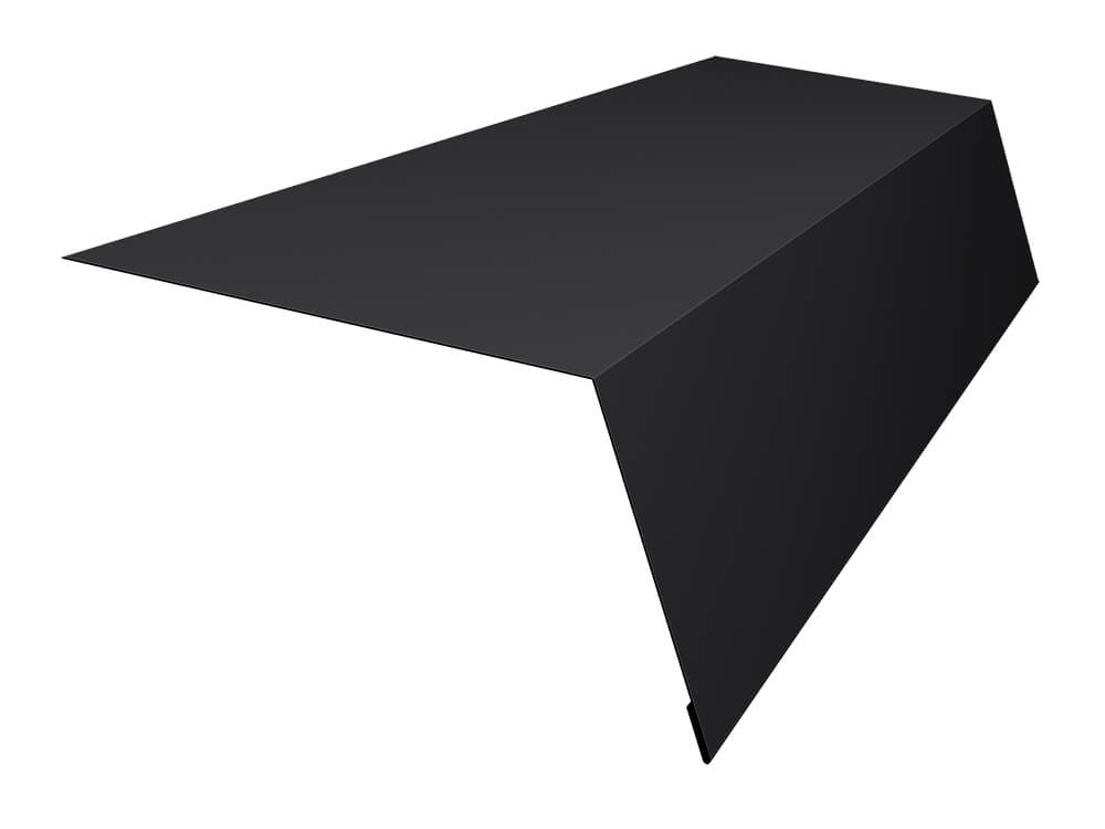 Планка карнизная для мягкой кровли 100х65 0,5 Satin с пленкой RAL 9005 черный (2м)